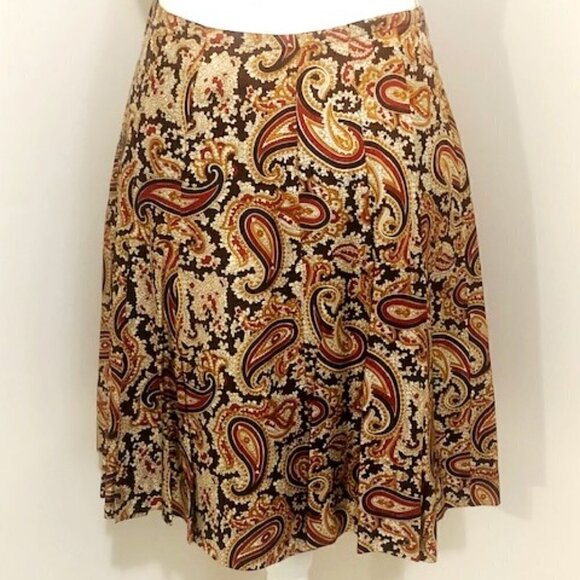 VINTAGE Norman Todd Pleated A-Line Paisley Skirt - Picture 3 of 5